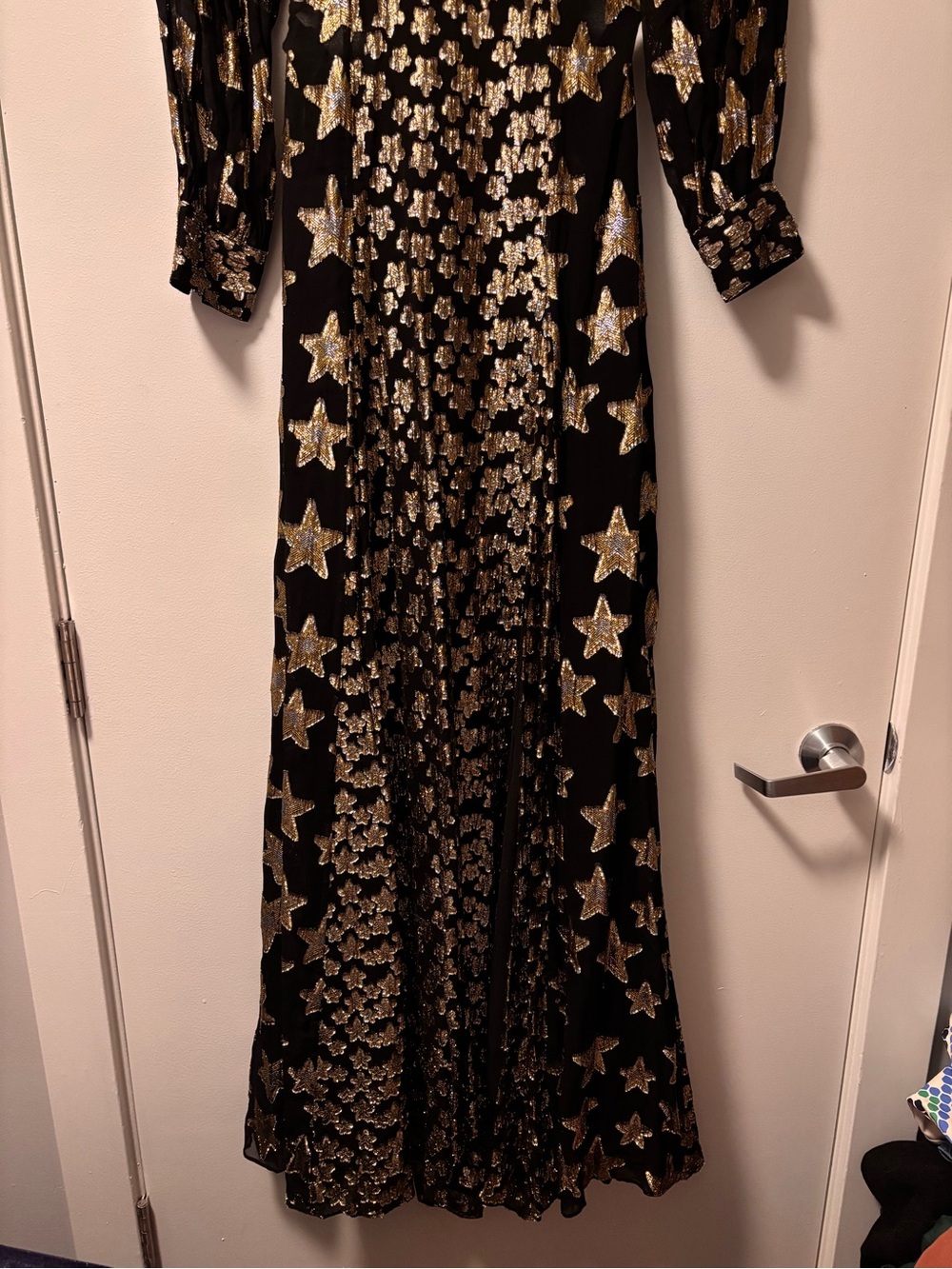 NWT LoveShackFancy Aneesha Black Gold Star Cutout Maxi Dress M - Picture 7 of 14